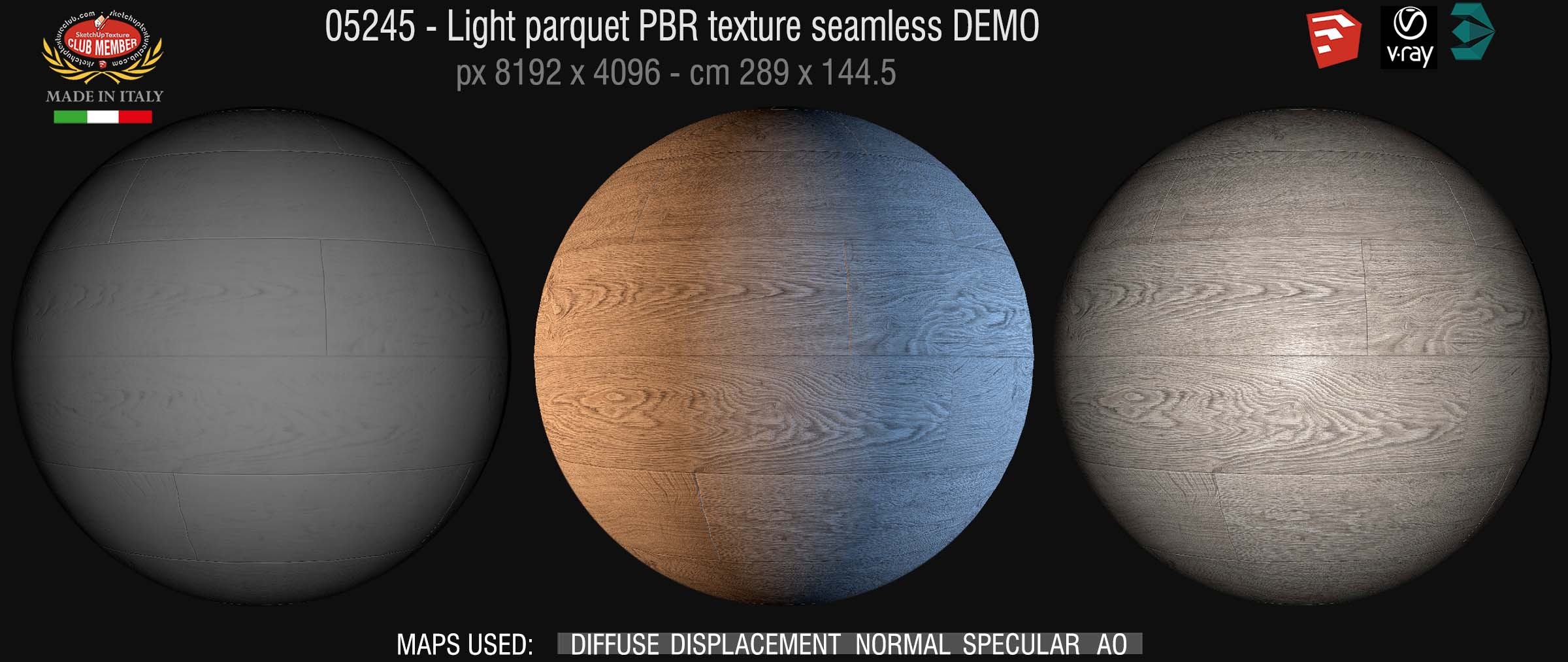 05245 Light parquet PBR texture seamless DEMO
