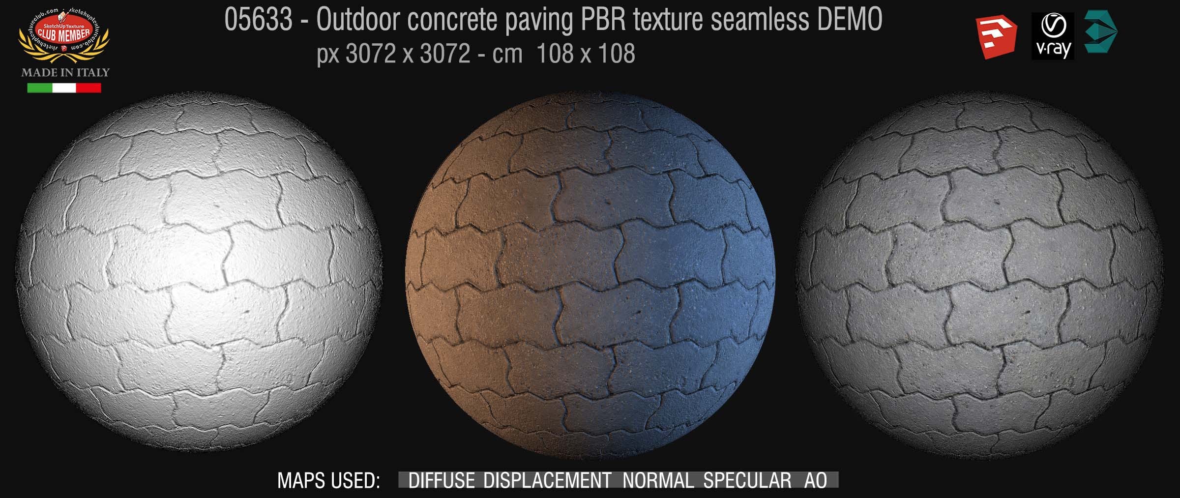 05633 Paving outdoor concrete regular block PBR texture seamless DEMO