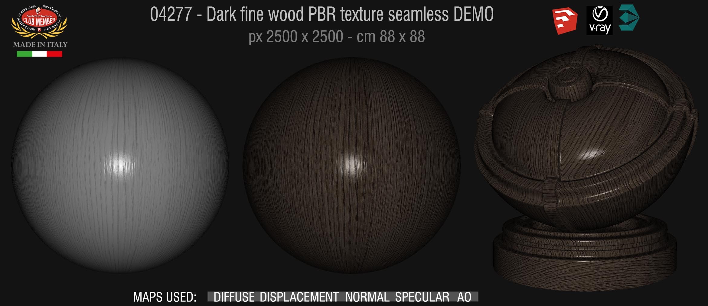 04277 Dark fine wood PBR texture seamless DEMO
