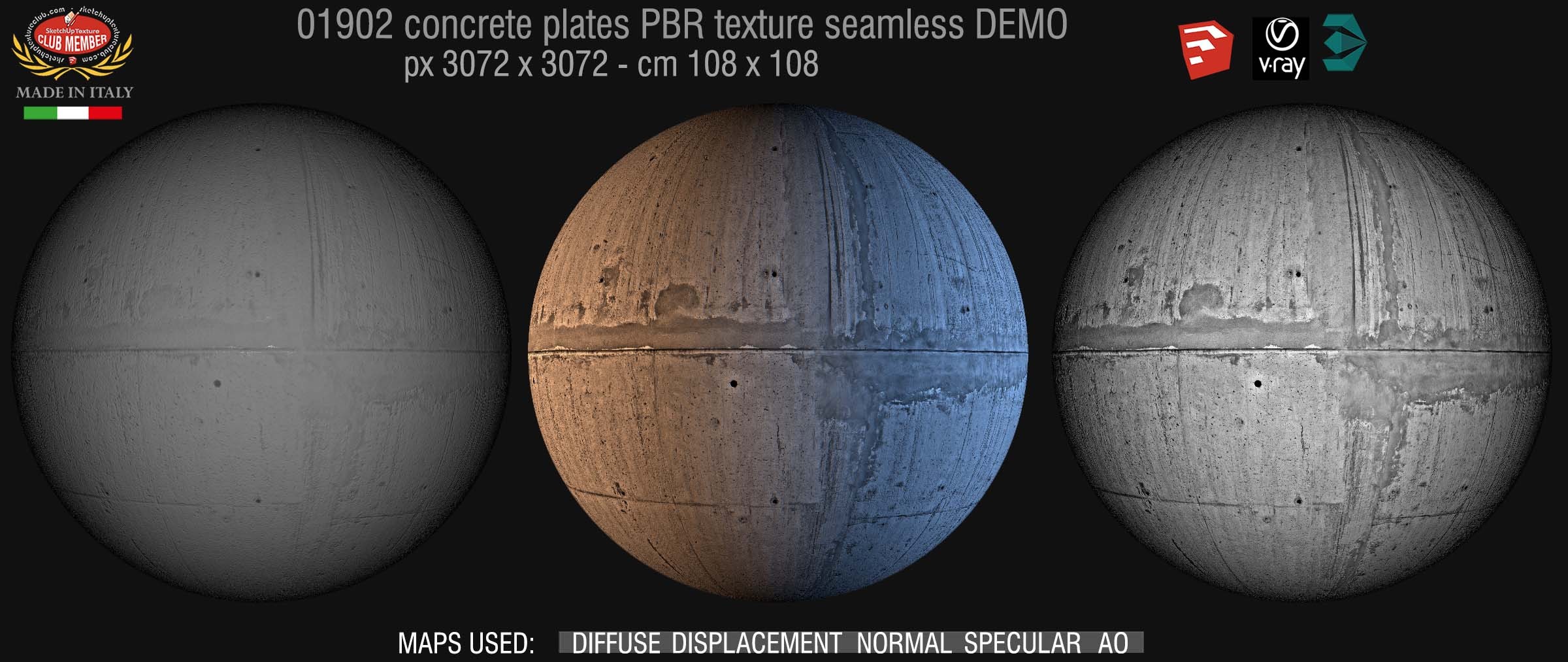 01902 Tadao ando concrete dirty plates PBR seamless texture DEMO