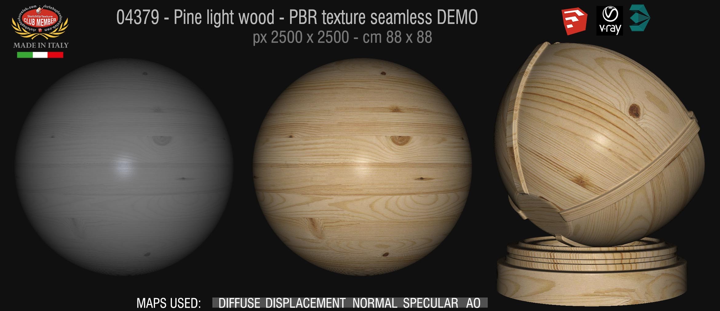 04379 Pine light wood - PBR texture seamless DEMO