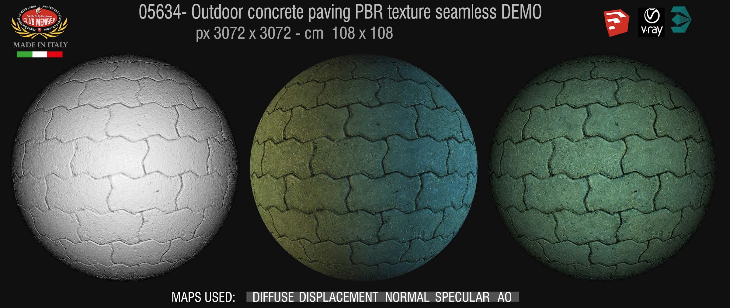 05634 Paving outdoor concrete regular block PBR texture seamless DEMO