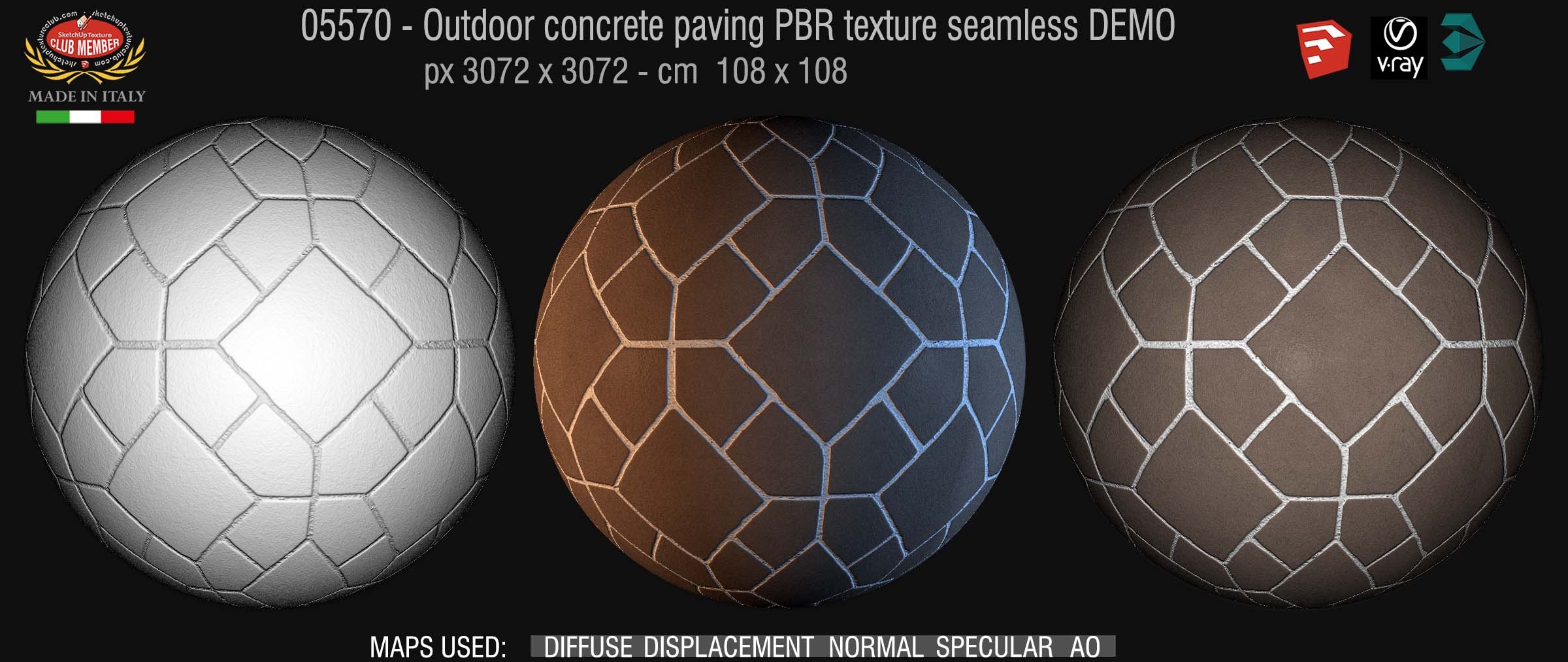 05570 Outdoor concrete paving PBR texture seamless DEMO
