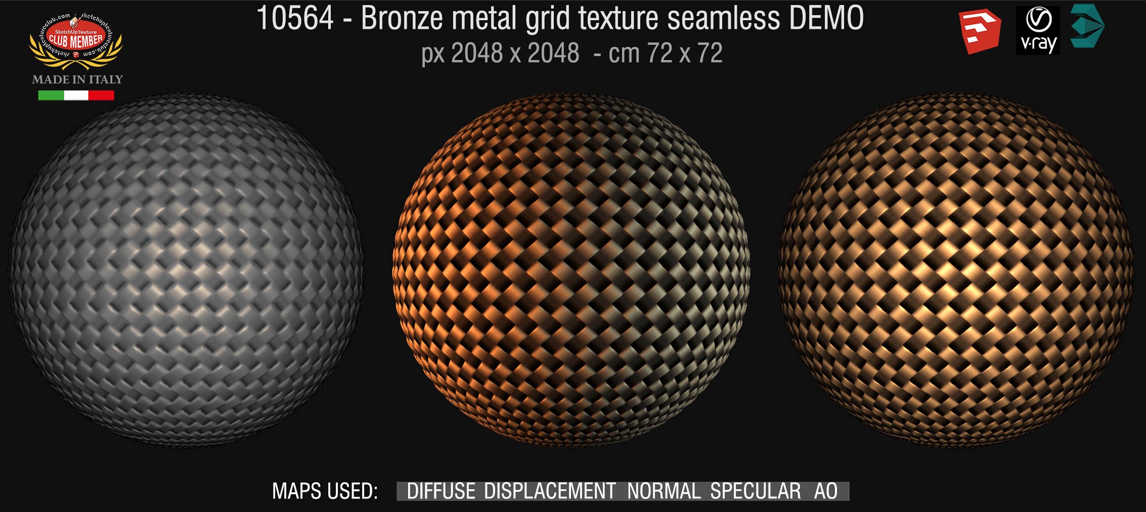 10564 HR Bronze metal grid texture seamless + maps DEMO