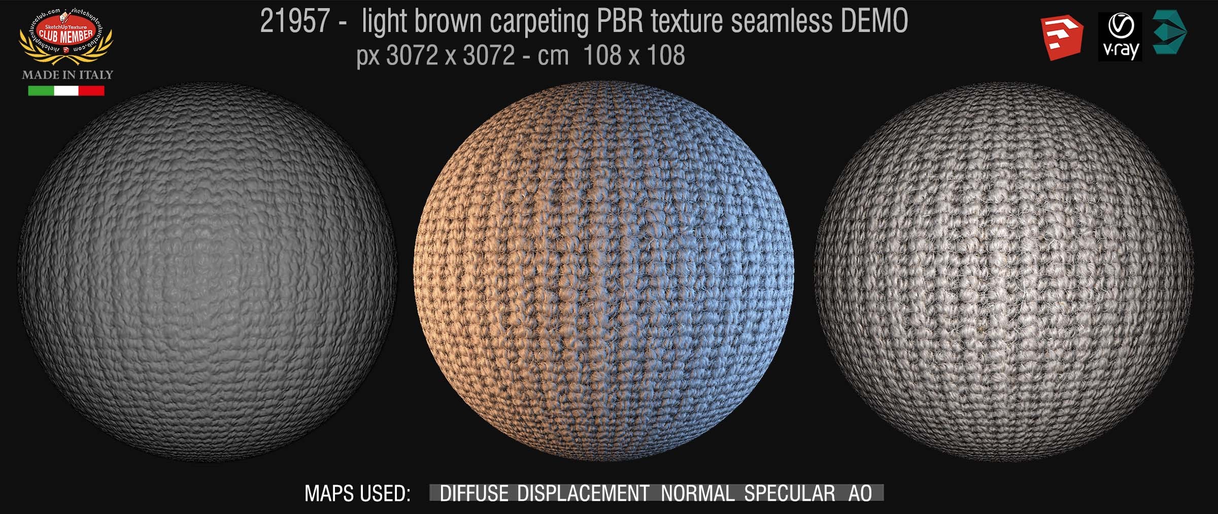 21957 Light brown Carpeting PBR texture seamless DEMO