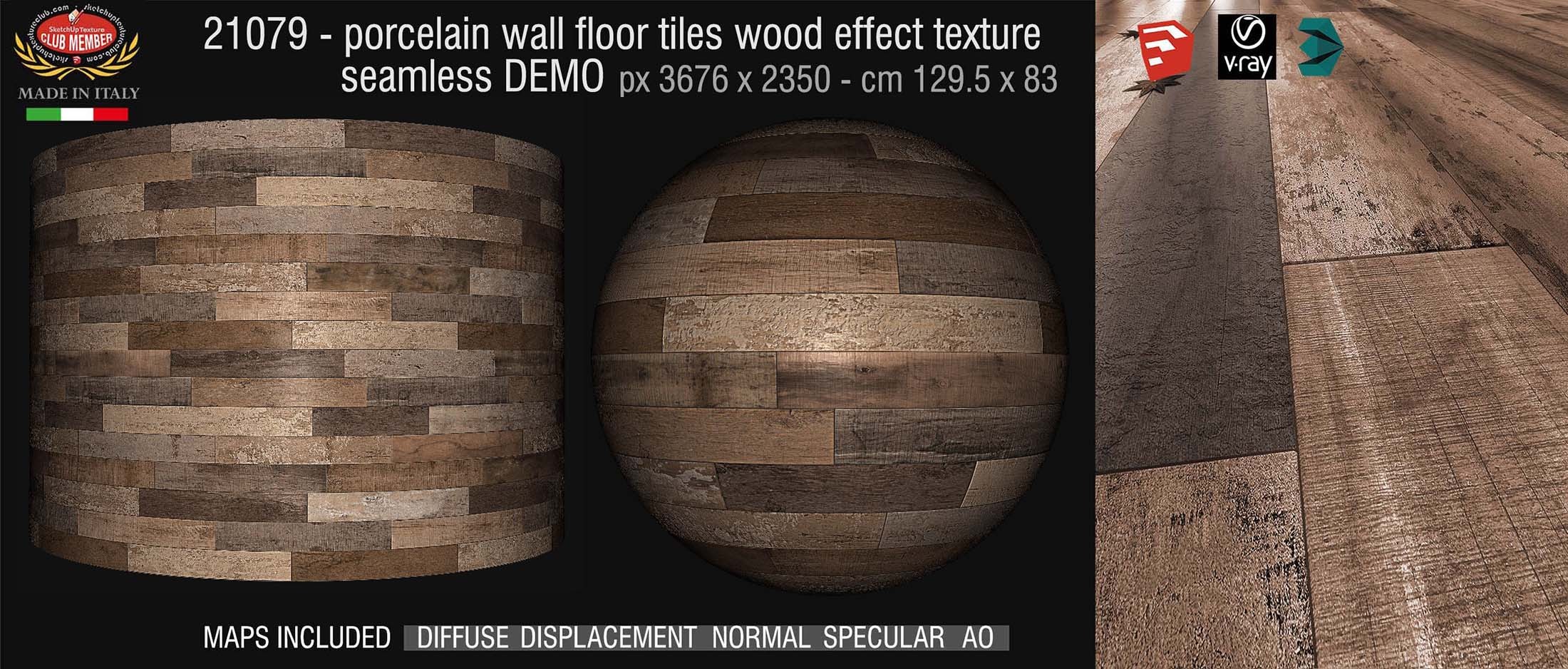 21079 Porcelain wall floor tiles wood effect PBR texture seamless DEMO
