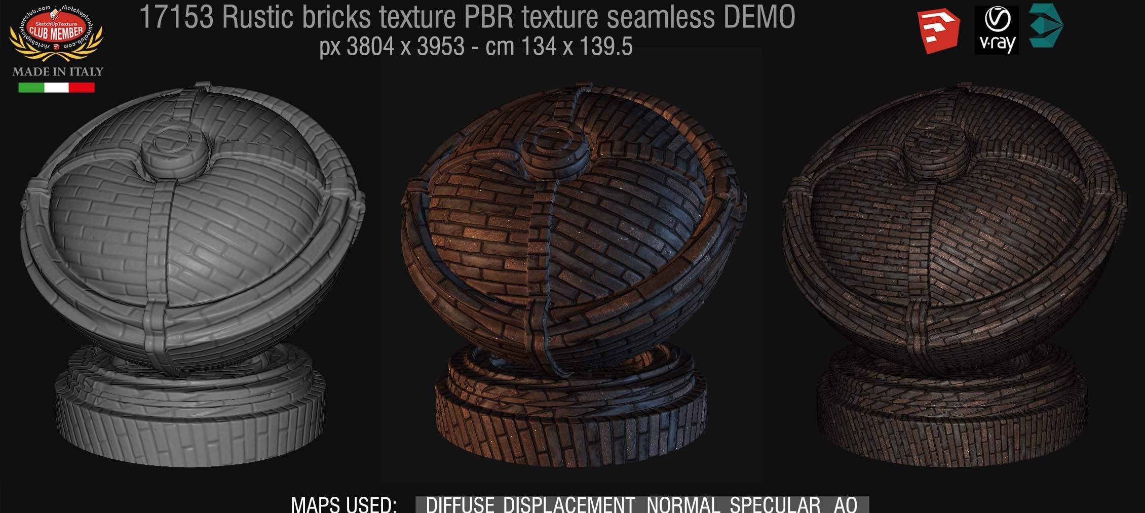 17153 Rustic bricks PBR texture seamless DEMO