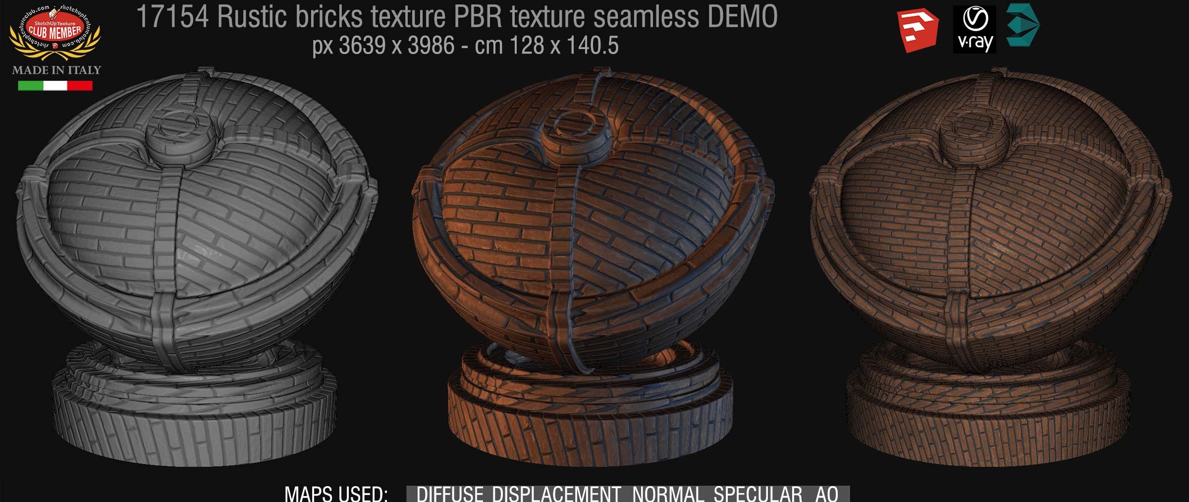 17154 Rustic bricks PBR texture seamless DEMO