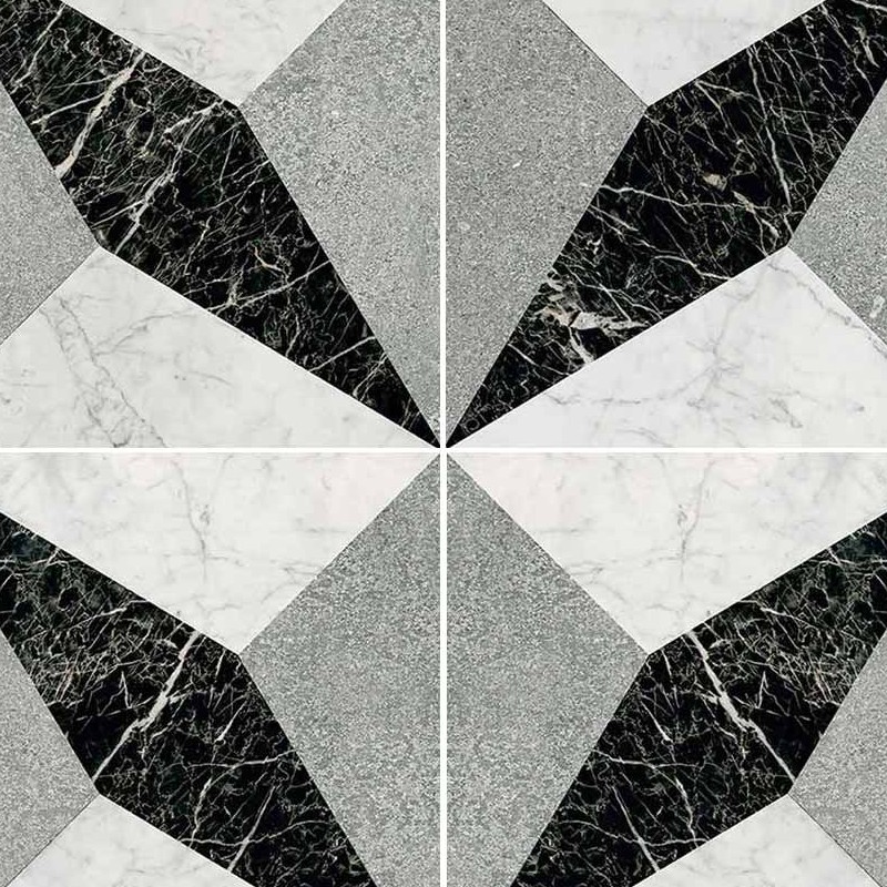 Textures   -   ARCHITECTURE   -   TILES INTERIOR   -   Marble tiles   -   Marble geometric patterns  - Illusion black white marble floor tile texture seamless 21129 - HR Full resolution preview demo