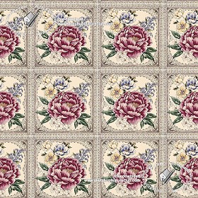 Textures   -   ARCHITECTURE   -   TILES INTERIOR   -   Ornate tiles   -  Floral tiles - Ceramic floral tiles texture seamless 19164