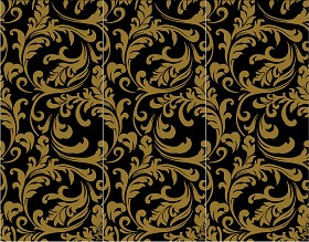 Textures   -   ARCHITECTURE   -   TILES INTERIOR   -  Coordinated themes - Ceramic black gold damask coordinated colors tiles texture seamless 13898