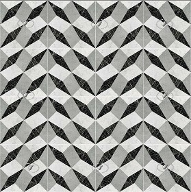 Textures   -   ARCHITECTURE   -   TILES INTERIOR   -   Marble tiles   -  Marble geometric patterns - Illusion black white marble floor tile texture seamless 21129