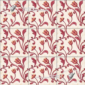 Textures   -   ARCHITECTURE   -   TILES INTERIOR   -   Ornate tiles   -  Floral tiles - Ceramic floral tiles texture seamless 19174