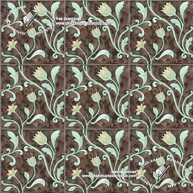 Textures   -   ARCHITECTURE   -   TILES INTERIOR   -   Ornate tiles   -  Floral tiles - Ceramic floral tiles texture seamless 19182