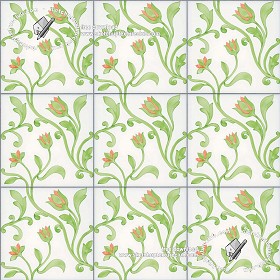 Textures   -   ARCHITECTURE   -   TILES INTERIOR   -   Ornate tiles   -  Floral tiles - Ceramic floral tiles texture seamless 19183