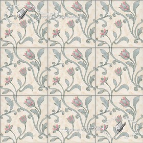 Textures   -   ARCHITECTURE   -   TILES INTERIOR   -   Ornate tiles   -  Floral tiles - Ceramic floral tiles texture seamless 19186