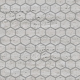 Textures   -   ARCHITECTURE   -   PAVING OUTDOOR   -  Hexagonal - Travertine paving outdoor hexagonal texture seamless 06040