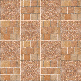 Textures   -   ARCHITECTURE   -   PAVING OUTDOOR   -   Terracotta   -  Blocks mixed - Paving cotto rose window texture seamless 06637