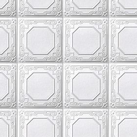 Textures   -   ARCHITECTURE   -   DECORATIVE PANELS   -   3D Wall panels   -  White panels - White interior ceiling tiles panel texture seamless 03009