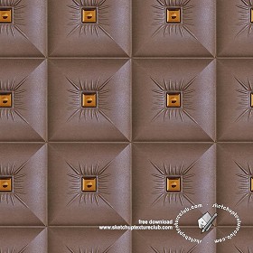 Textures   -   ARCHITECTURE   -   DECORATIVE PANELS   -   3D Wall panels   -  Mixed colors - Leather interior 3d wall panel texture seamless 19744