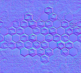 Textures   -   ARCHITECTURE   -   TILES INTERIOR   -   Hexagonal mixed  - Concrete hexagonal wall tile panel texture seamless 20899 - Normal