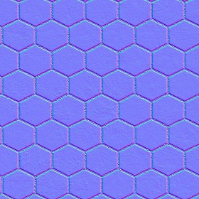 Textures   -   ARCHITECTURE   -   PAVING OUTDOOR   -   Hexagonal  - Concrete paving outdoor hexagonal texture seamless 06032 - Normal