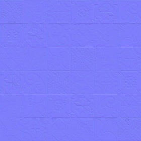 Textures   -   ARCHITECTURE   -   TILES INTERIOR   -   Ornate tiles   -   Patchwork  - Gres patchwork tiles PBR texture seamless 21935 - Normal