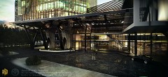 MODERN OFFICE BUILDING - Max Mesillas | A gorgeous sunset after rain. | Sketchup + Vray + Photoshop