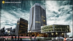 MODERN OFFICE BUILDING - Le Minh | Under the rain scene. | Sketchup 2015, Vray and Photoshop CS5