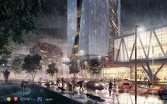 MODERN OFFICE BUILDING - Shadman Zaman | A Rainy Evening | sketchup 2015, vray 2.0, photoshop cs6