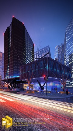 MODERN OFFICE BUILDING - Joel Omar Morales | Night Life | 3Ds MAx 2014 + Vray 3.0 + PS CS6