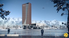 MODERN OFFICE BUILDING - Fabián Coutiño | "The BOX Tower" | 3d Max + Vray + Ps